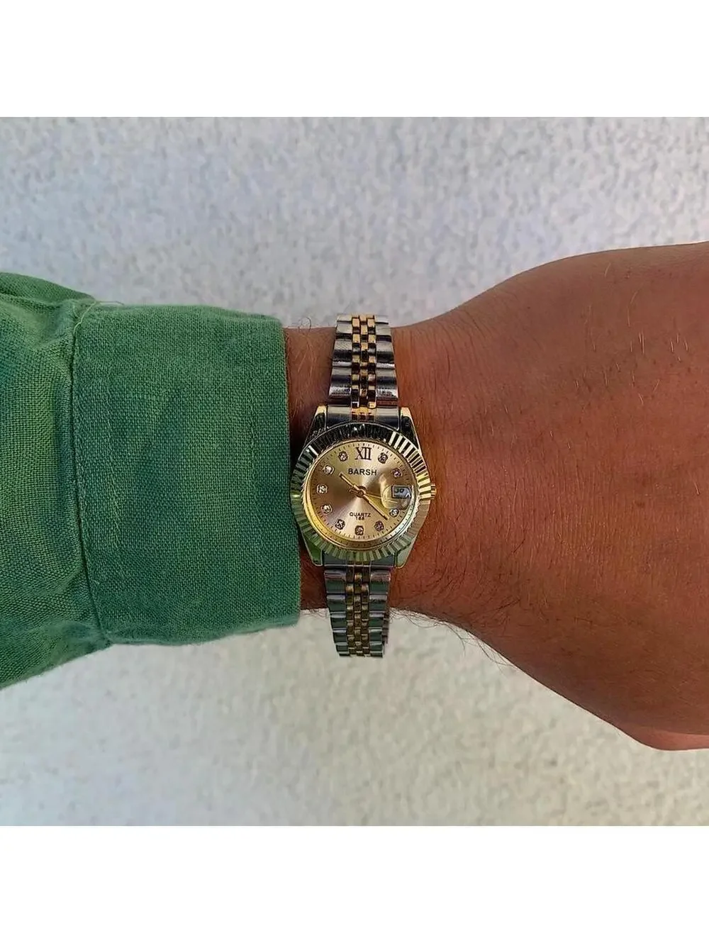 Classy Y2K 2000s style Silver and Gold watch with diamond accents. Nice quality